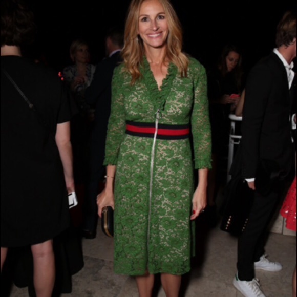 Gucci floral lace green midi dress with front zipper and a slip M - Picture 3 of 8